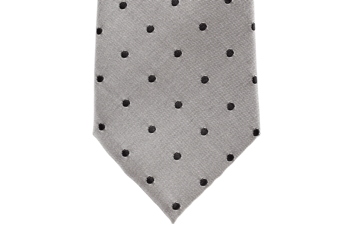 Grey with Navy Polka Dots Skinny Tie - Suit Lab