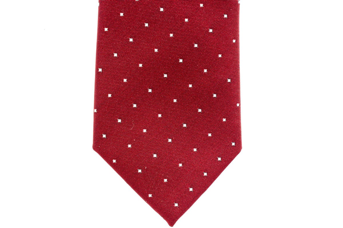 Burgundy with White Polka Dots Skinny Tie - Suit Lab