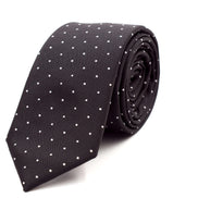 Black with White Polka Dots Skinny Tie - Suit Lab