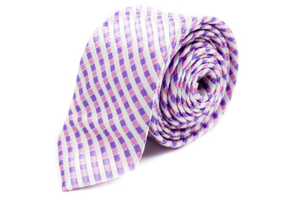 Men's Skinny Tie - White Multi Stripe