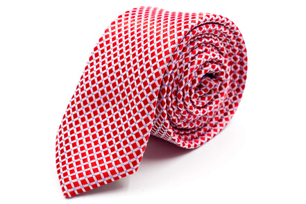 Men's Skinny Tie - Red Checks
