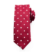 Men's Skinny Tie - Burgundy/White Polka Dot