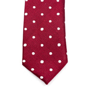Men's Skinny Tie - Burgundy/White Polka Dot