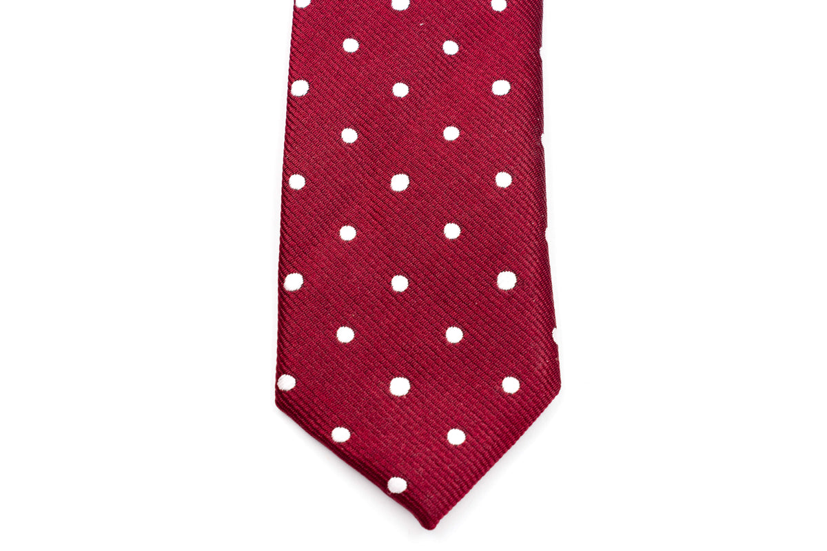 Burgundy/White Polka Dot Skinny Tie