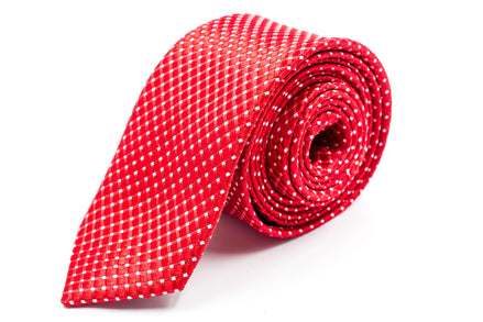 Bright Red Polka Dot Skinny Tie - Suit Lab