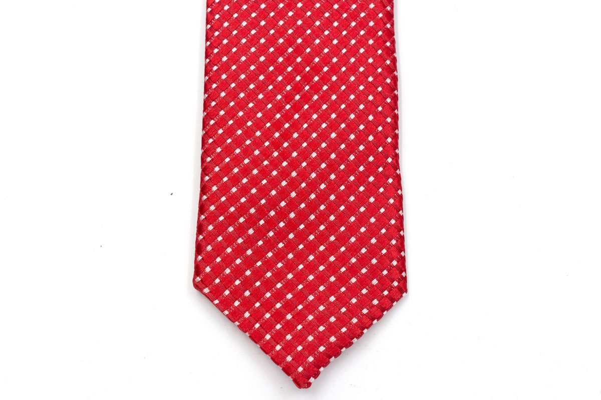 Bright Red Polka Dot Skinny Tie - Suit Lab