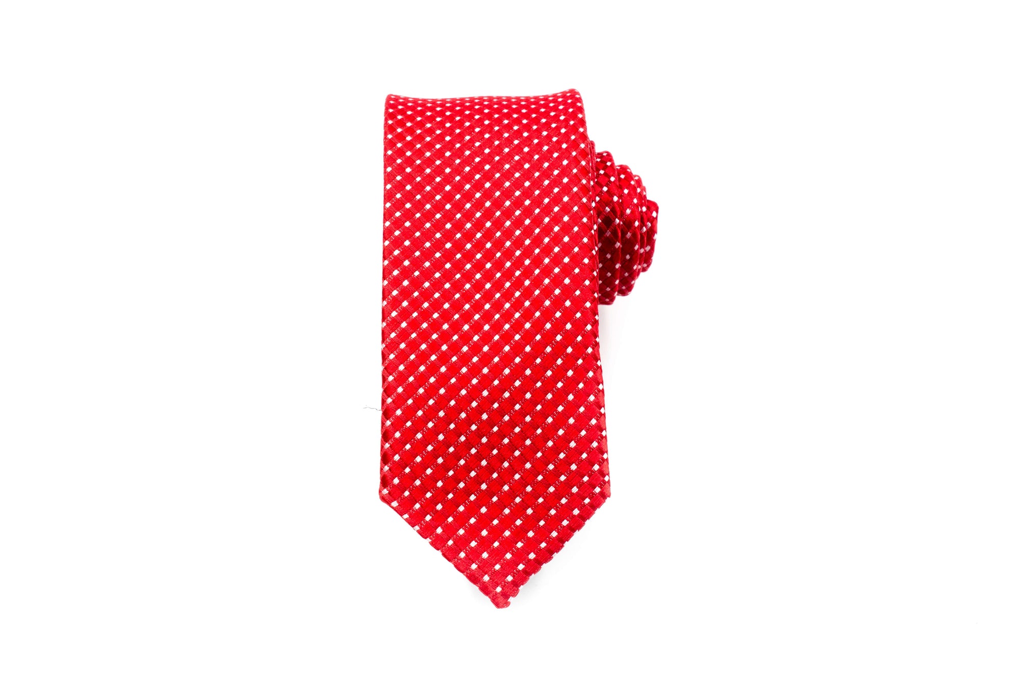 Bright Red Polka Dot Skinny Tie - Suit Lab