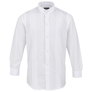 Boys White Wing Tip Formal Shirt with Pleat Detail