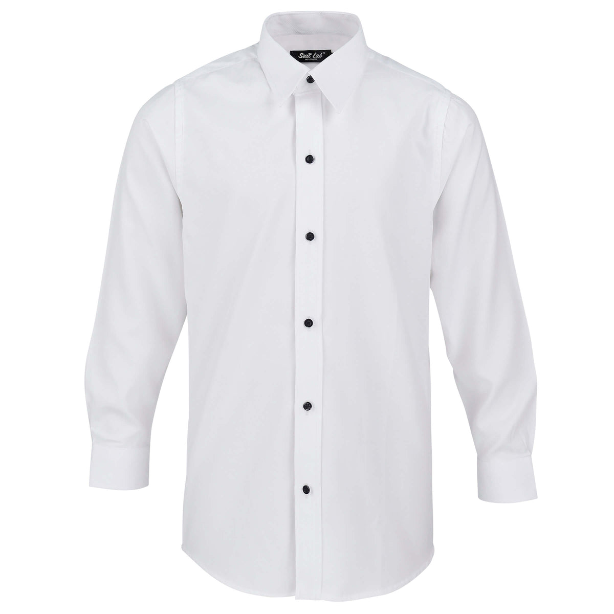 Boys White Formal Shirt Textured with Black Buttons