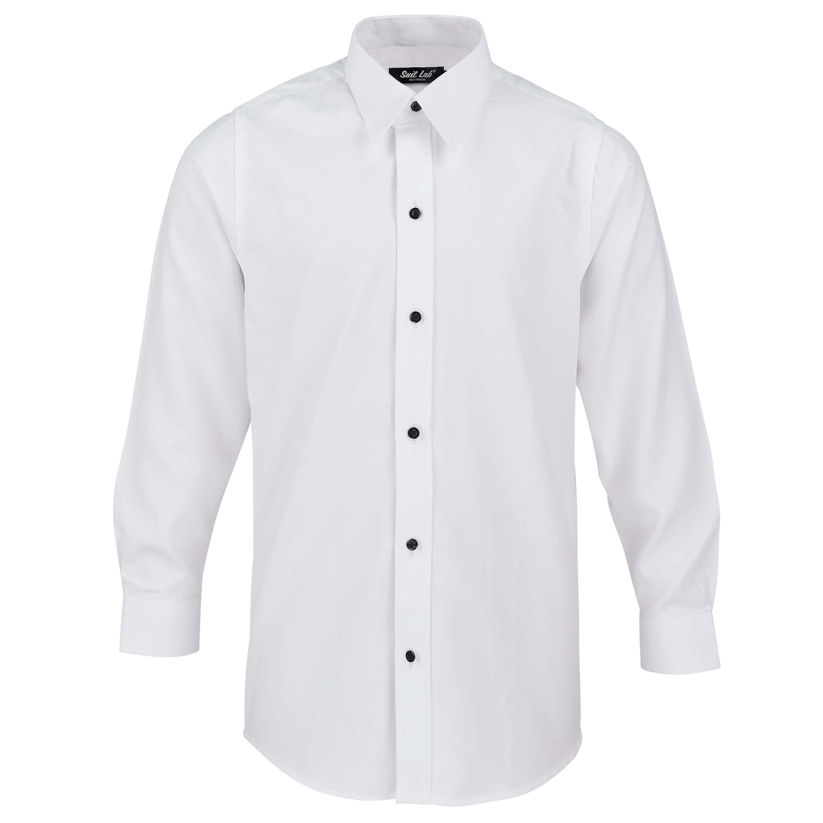 Boys White Formal Shirt Textured with Black Buttons