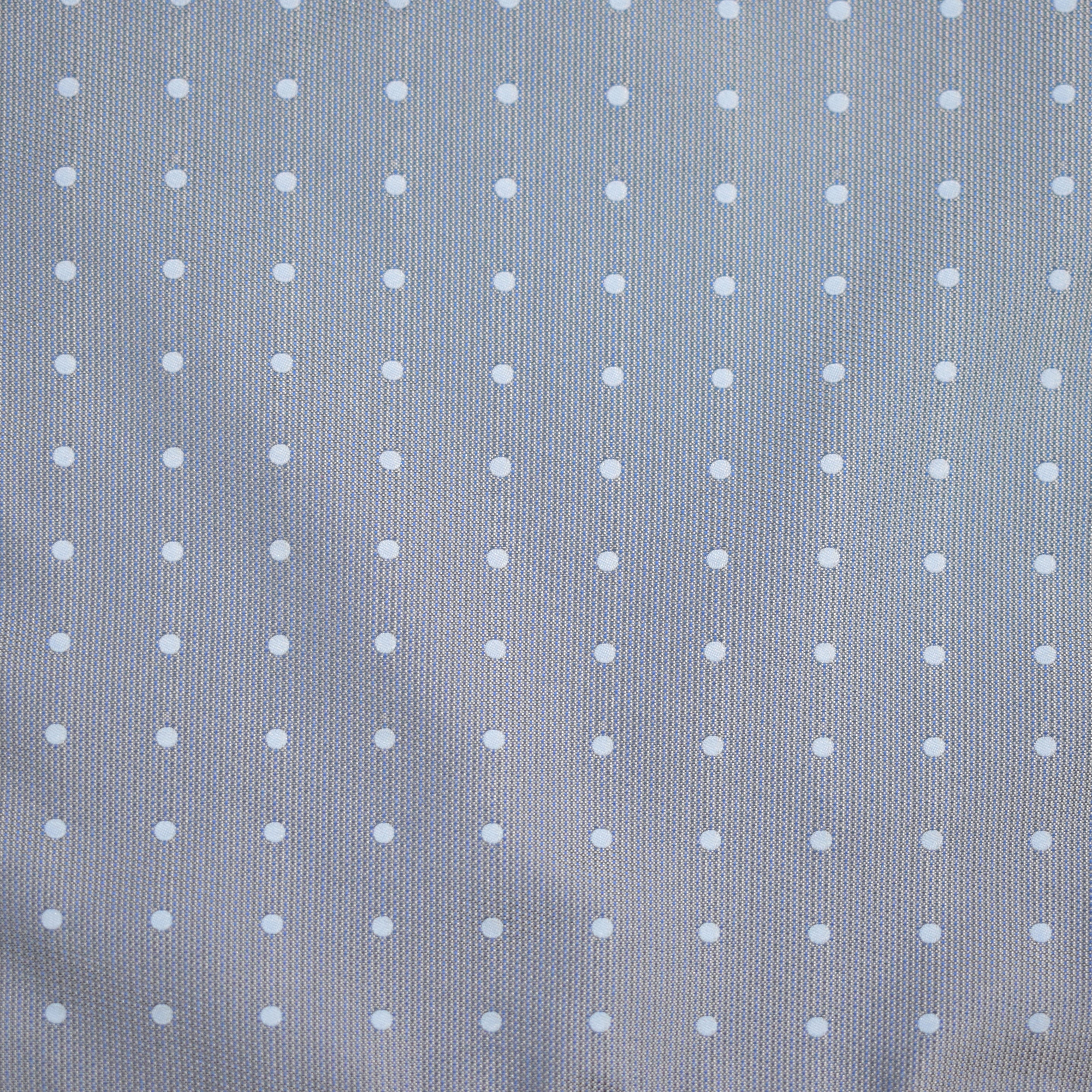 Pocket Square - Stone Grey Blue Polkadot