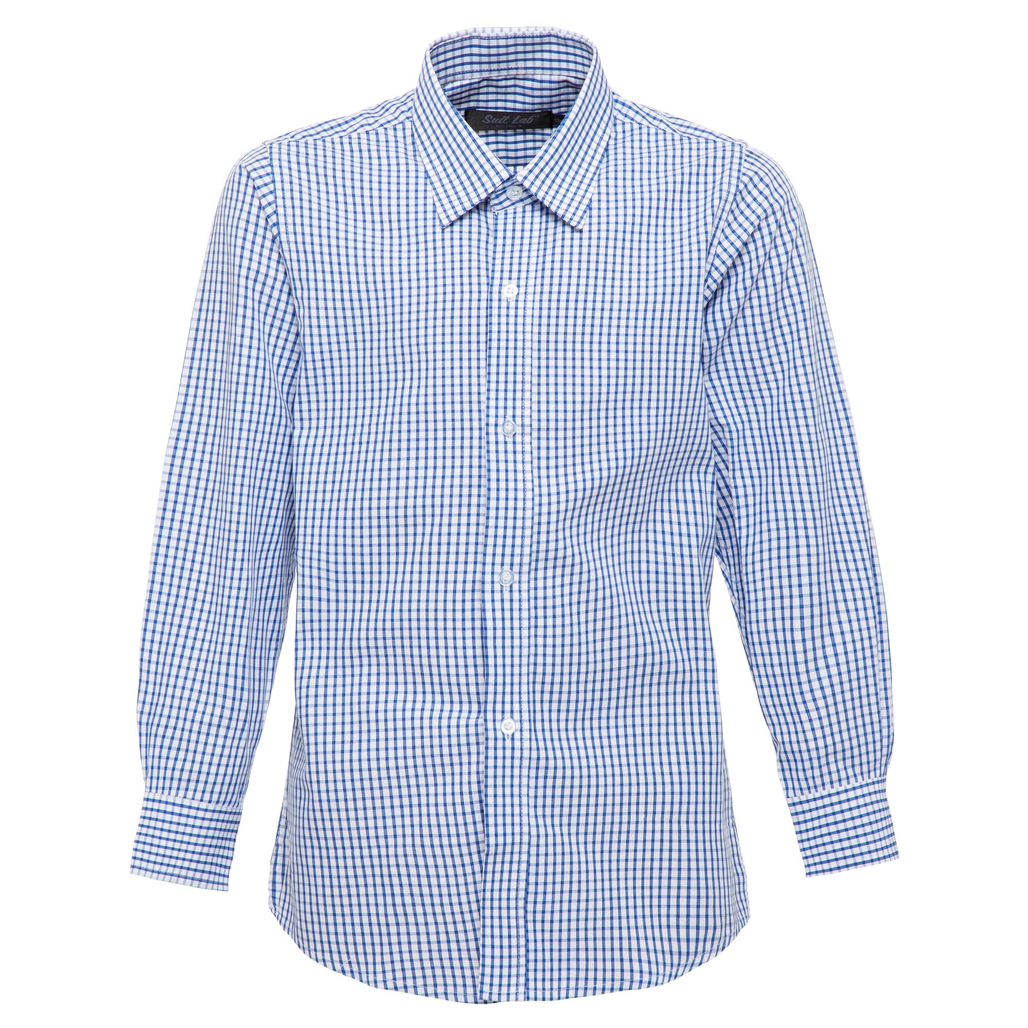 Boys Blue Windowpane Checkered Formal Shirt