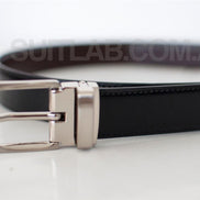 Baby's / Boys' Reversible Black & Dark Brown Leather Belt with Clasp Buckle