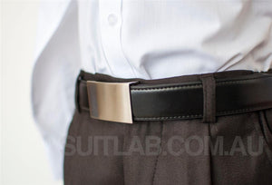 Men Leather Belt - Black Flat Buckle