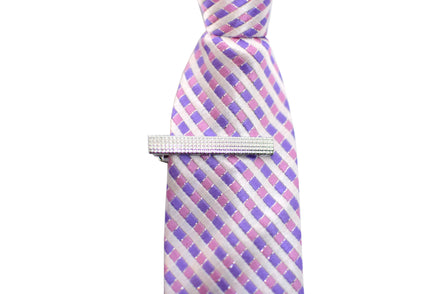 Mini Silver with Pattern Tie Clip