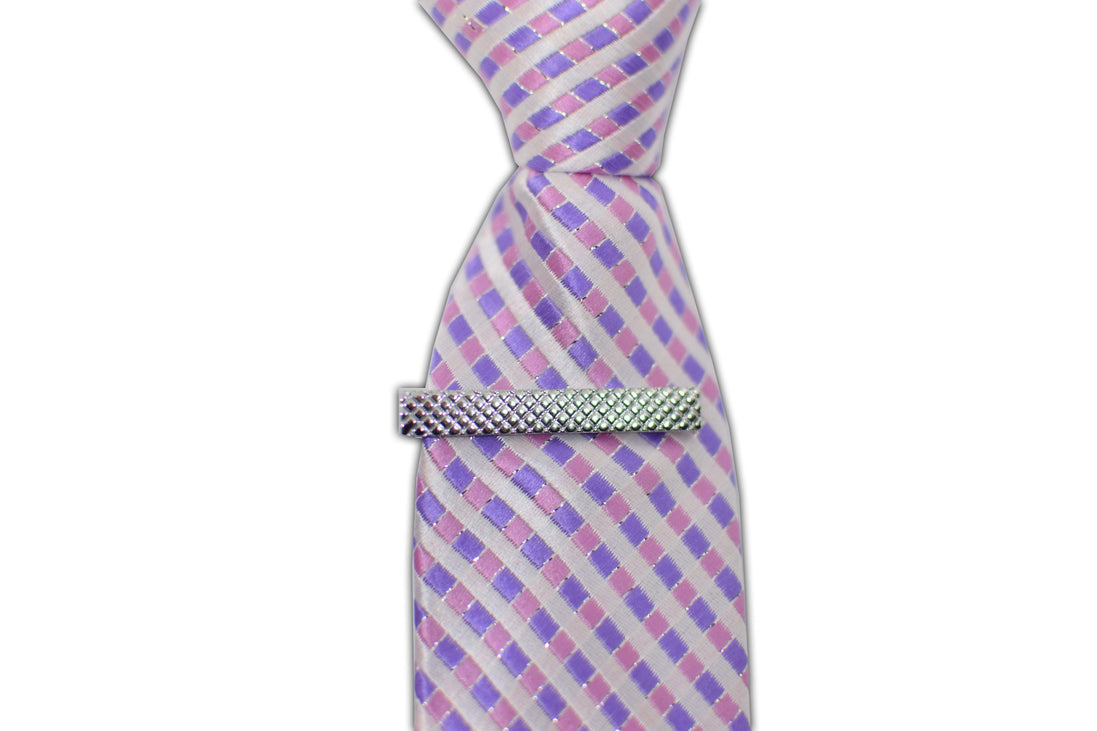 Tie Bar - Patterned Silver Tie Clip v2 - Suit Lab