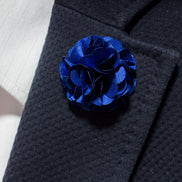 Chrysanthemum Lapel Pin - Electric Blue