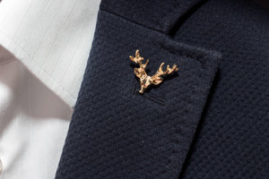 Gold Deer Head Lapel Pin - Suit Lab