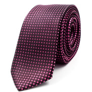 Men's Skinny Tie - Black with Pink Polka Dots