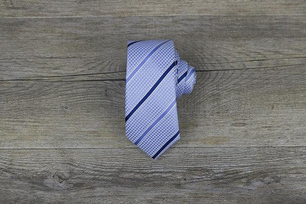 Light Blue with Navy Stripes Skinny Tie - Suit Lab