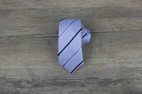 Light Blue with Navy Stripes Skinny Tie - Suit Lab