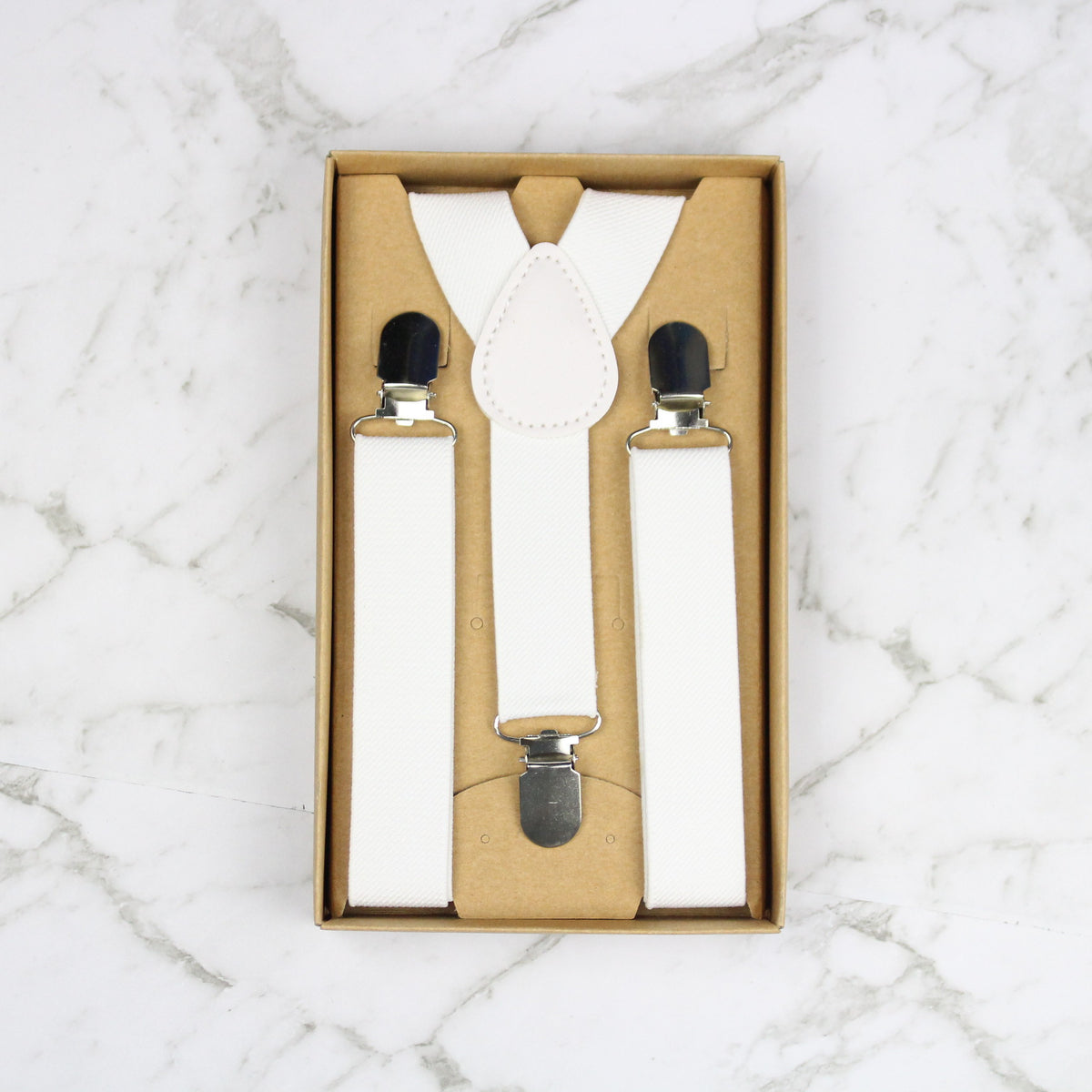 Boys Suspenders/Bracers - White - Suit Lab