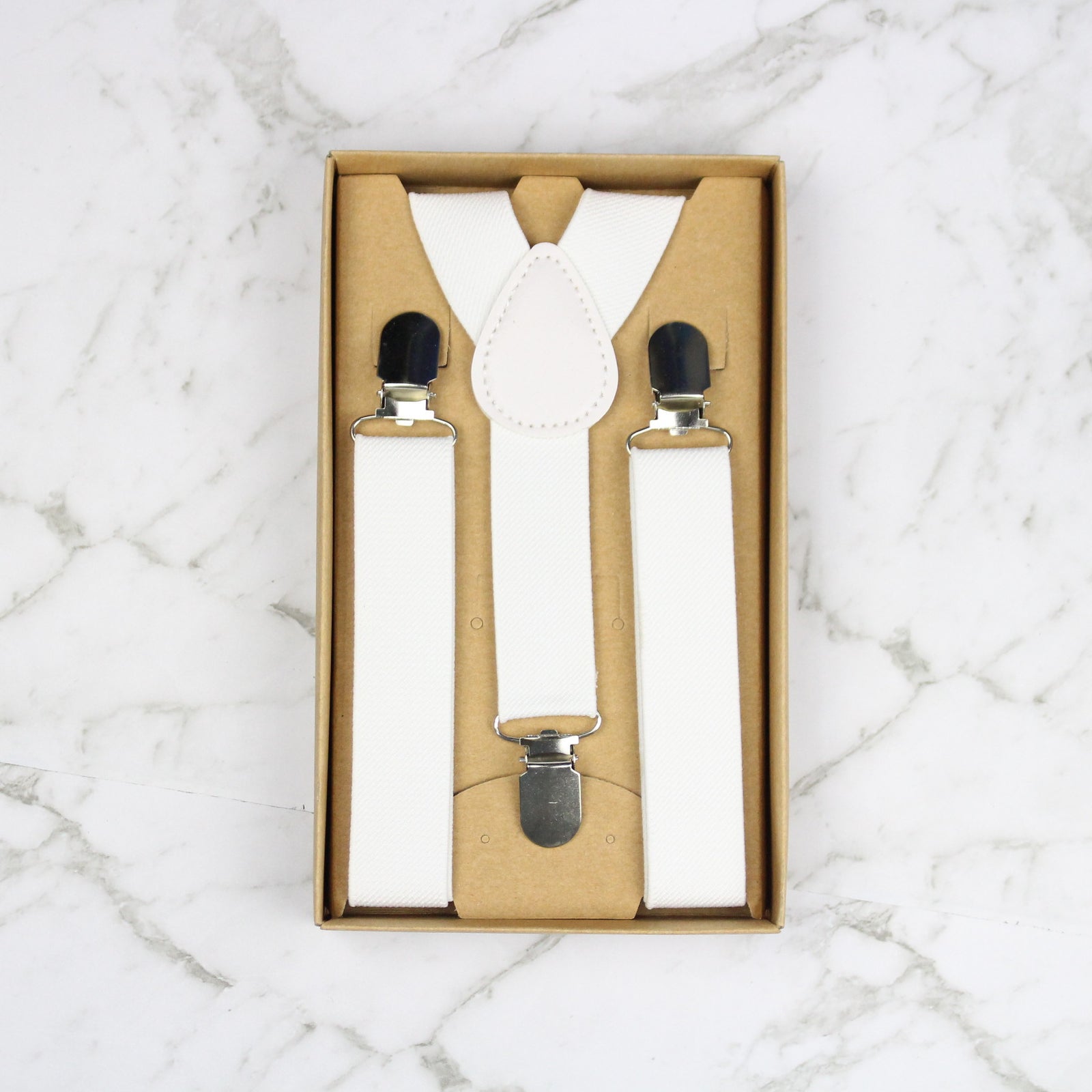 Boys Suspenders/Bracers - White - Suit Lab