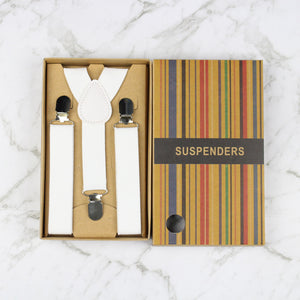 Boys Suspenders/Bracers - White - Suit Lab